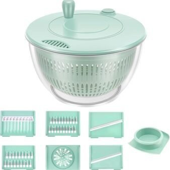 ✨️✨️3 IN 1 Large Salad Spinner, Vegetables Wash Bowl, Lettuce Spinner with 6 Blades, Egg Yolk Strainer, Salad Bowl for Efficient Salad Preparation, Lettuce Dryer and Vegetable Chopper